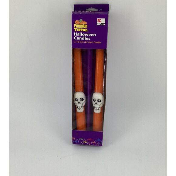 Pumpkin Time Halloween Candles Vintage UNUSED Hong Kong Skulls - Picture 1 of 4